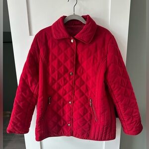 Regent Park Quilted Snap Front  Red Jacket Coat  Size Large